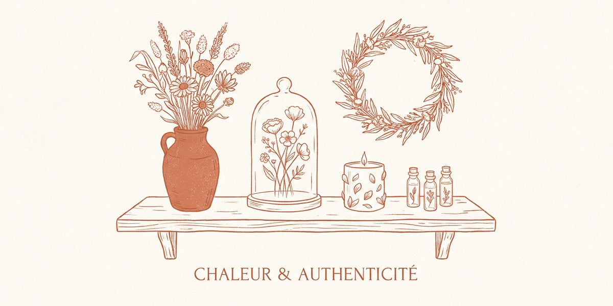 Décorations florales en fleurs séchées